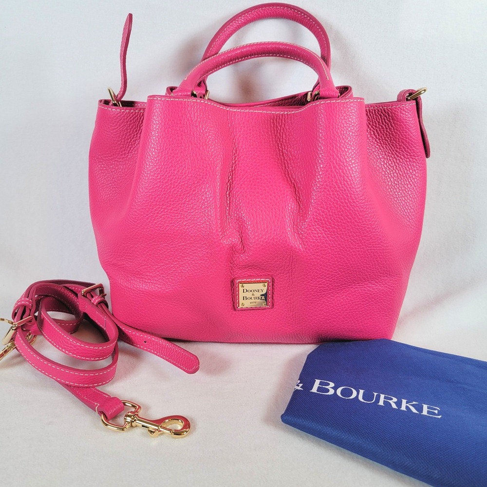 Dooney & Bourke Womens Lucca Pebble Leather Large Barlow Tote Pink Barbie 80s